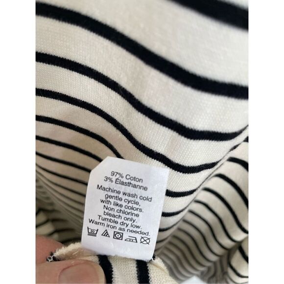 Classic J. Crew Women's White Black Striped Pattern 3/4 Sleeve Mini Dress Large - Picture 6 of 7